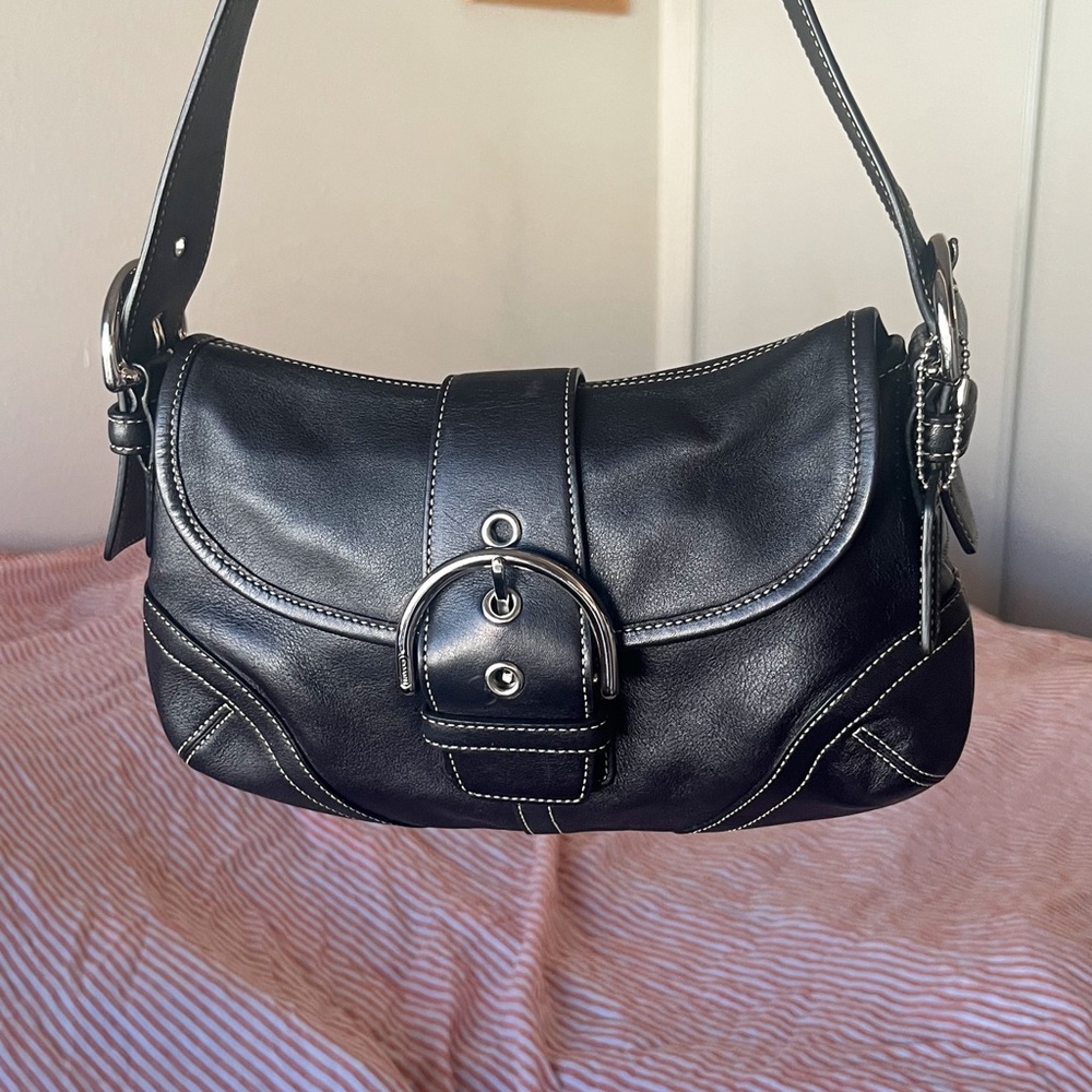 SOLD Coach vintage black leather mini Soho shoulder bag purse